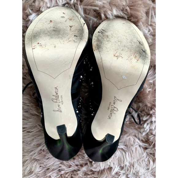 Women’s Sam Edelman Elyse Black Studed Heels Size 9.5 grunge goth edgy - Picture 5 of 7